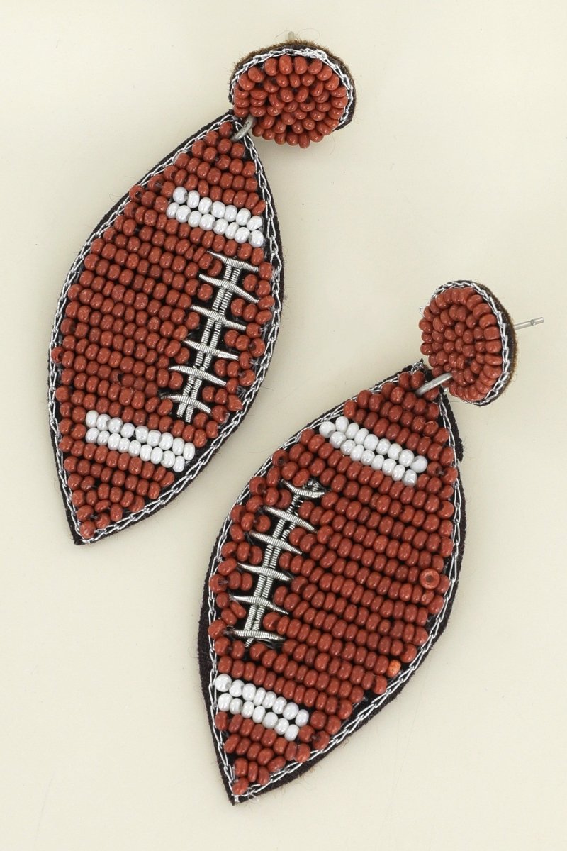 2 - Tier Football Beaded Embroidery Earrings - earrings - Jimberly's Boutique - Olive Branch - Mississippi