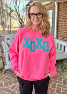 XOXO Applique' Sweatshirt | Neon Pink | Olive Branch, MS - Graphic Tee -Jimberly's Boutique-Olive Branch-Mississippi