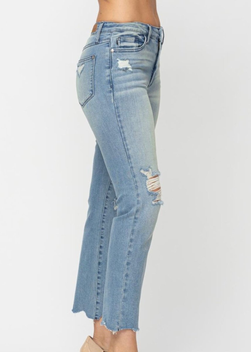 Adams Mid Rise Destroyed Crop | Judy Blue Jeans - jeans - Jimberly's Boutique - Olive Branch - Mississippi