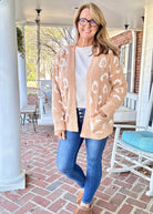 Animal Patterned Sweater Cardigan - Camel - Easel Sweater - Jimberly's Boutique - Olive Branch - Mississippi