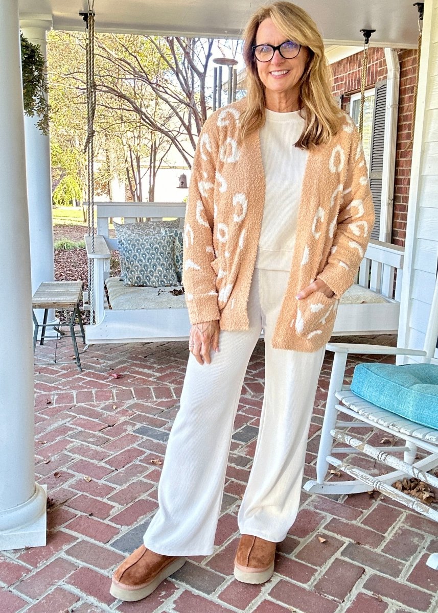 Animal Patterned Sweater Cardigan - Camel - Easel Sweater - Jimberly's Boutique - Olive Branch - Mississippi