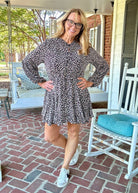 Animal Print Balloon Sleeve Dress - Black Combo - dress - Jimberly's Boutique - Olive Branch - Mississippi