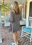 Animal Print Balloon Sleeve Dress - Black Combo - dress - Jimberly's Boutique - Olive Branch - Mississippi