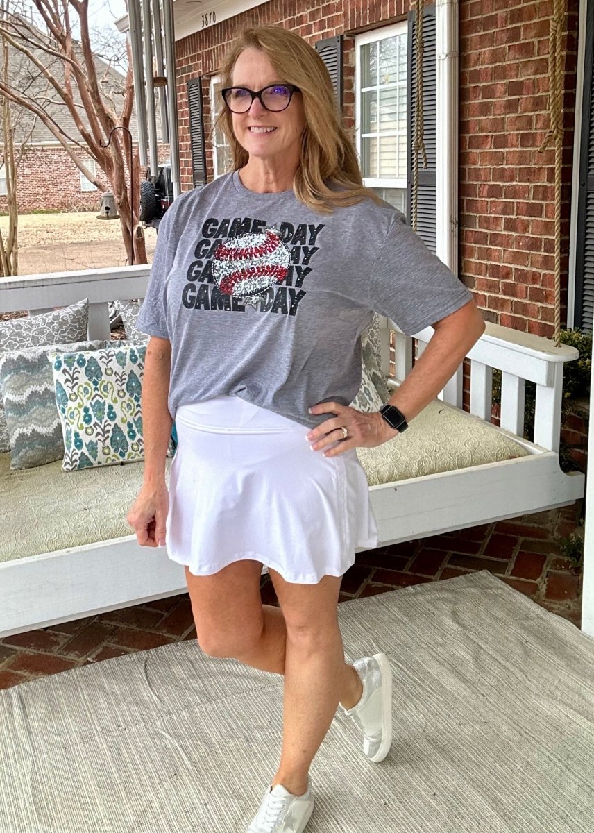 Back Pleat Skort - White - -Jimberly's Boutique-Olive Branch-Mississippi