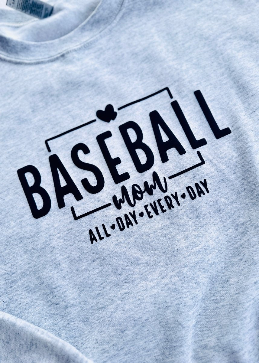 Baseball Mom Side Bow Glitter Applique' Crewneck Sweatshirt - Sweatshirt - Jimberly's Boutique - Olive Branch - Mississippi