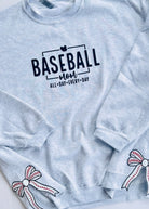 Baseball Mom Side Bow Glitter Applique' Crewneck Sweatshirt - Sweatshirt - Jimberly's Boutique - Olive Branch - Mississippi