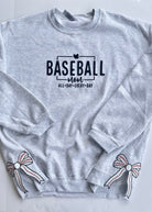 Baseball Mom Side Bow Glitter Applique' Crewneck Sweatshirt - Sweatshirt - Jimberly's Boutique - Olive Branch - Mississippi