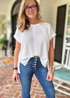 Betty Jane | Brushed Waffle | Exposed Seam Top | Off White - Zenana Casual Top - Jimberly's Boutique - Olive Branch - Mississippi