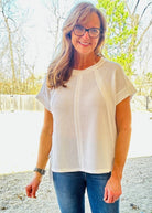 Betty Jane | Brushed Waffle | Exposed Seam Top | Off White - Zenana Casual Top - Jimberly's Boutique - Olive Branch - Mississippi