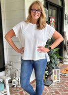 Betty Jane | Brushed Waffle | Exposed Seam Top | Off White - Zenana Casual Top - Jimberly's Boutique - Olive Branch - Mississippi