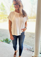 Betty Jane | Brushed Waffle | Exposed Seam Top | Off White - Zenana Casual Top - Jimberly's Boutique - Olive Branch - Mississippi