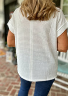 Betty Jane | Brushed Waffle | Exposed Seam Top | Off White - Zenana Casual Top - Jimberly's Boutique - Olive Branch - Mississippi