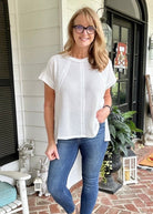 Betty Jane | Brushed Waffle | Exposed Seam Top | Off White - Zenana Casual Top - Jimberly's Boutique - Olive Branch - Mississippi