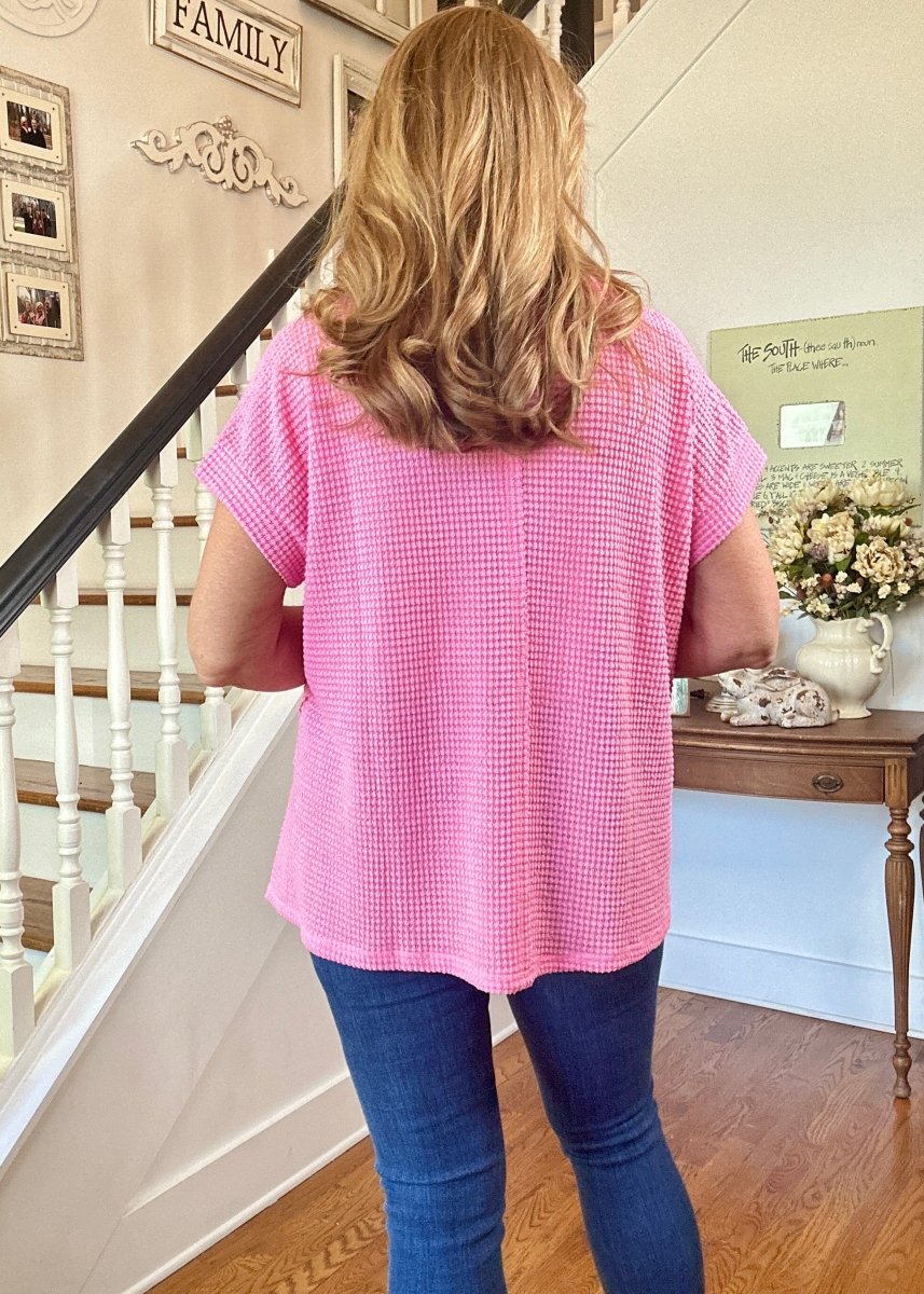 Betty Jane | Brushed Waffle | Exposed Seam Top | Pink - Zenana Casual Top - Jimberly's Boutique - Olive Branch - Mississippi