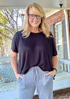 Black Heather Hacci Pocket Top - Casual Top - Jimberly's Boutique - Olive Branch - Mississippi