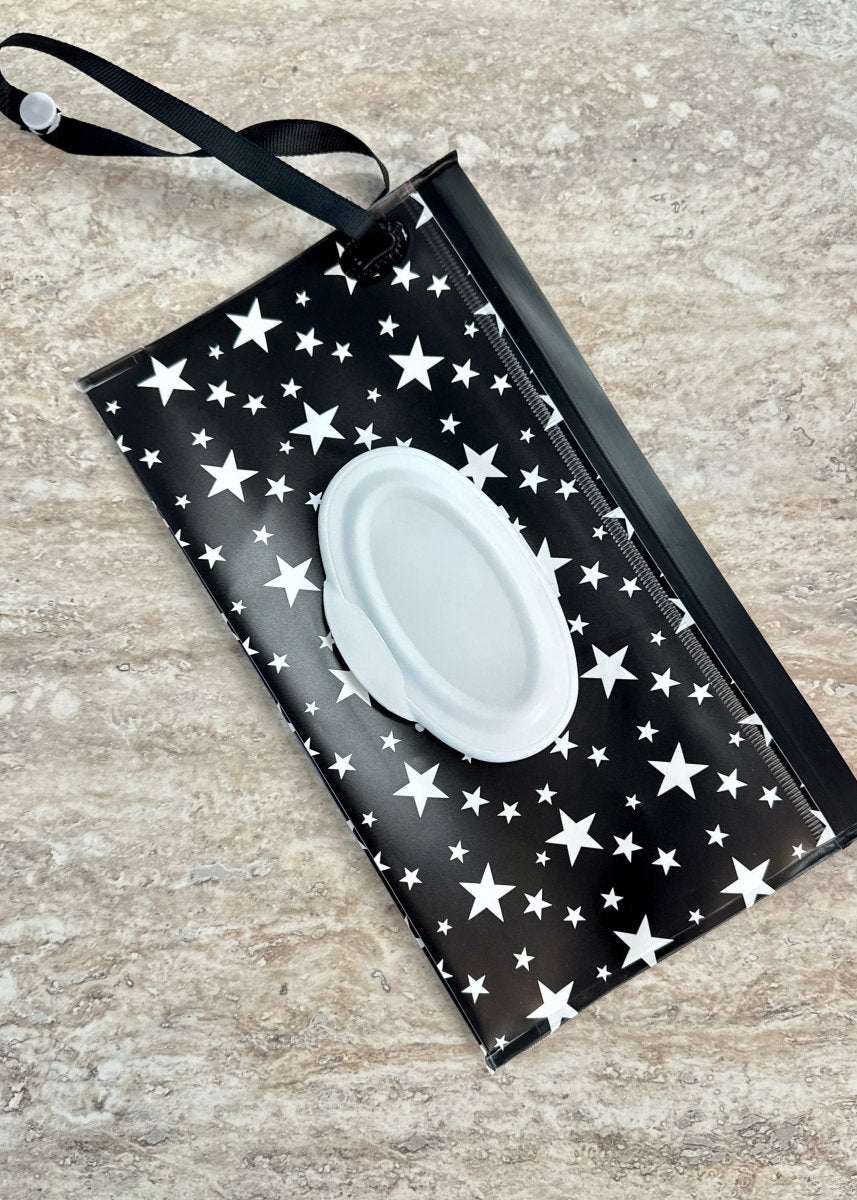 Black/White Stars Wet Wipe Pouch - baby gift - Jimberly's Boutique - Olive Branch - Mississippi