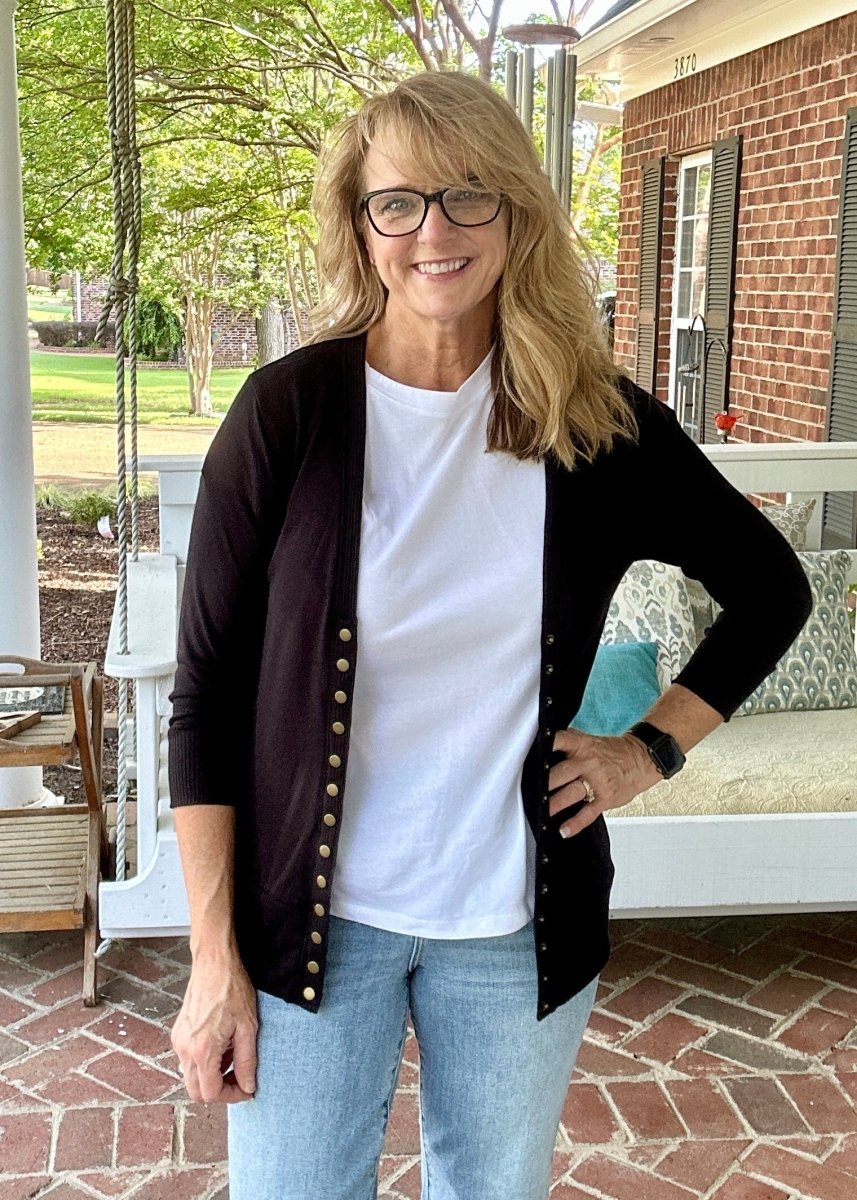 Bobbi Jo | 3/4 Sleeve Snap Cardigan | Black - Zenana Cardigan - Jimberly's Boutique - Olive Branch - Mississippi