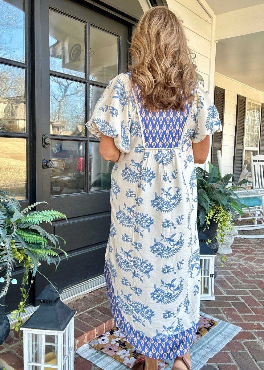 Boho Floral Print Midi Dress - Blue Mix | Umgee - Umgee Dress - Jimberly's Boutique - Olive Branch - Mississippi