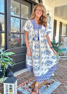 Boho Floral Print Midi Dress - Blue Mix | Umgee - Umgee Dress - Jimberly's Boutique - Olive Branch - Mississippi