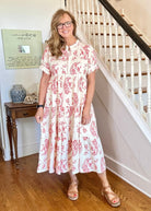 Botanical Tiered Print Maxi Dress - Red | Umgee - Casual Dress - Jimberly's Boutique - Olive Branch - Mississippi