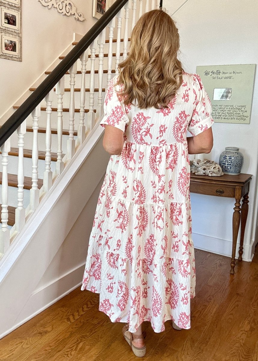 Botanical Tiered Print Maxi Dress - Red | Umgee - Casual Dress - Jimberly's Boutique - Olive Branch - Mississippi