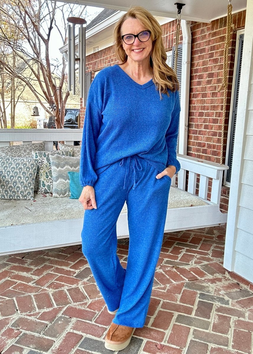 Brushed Hacci Lounge Set - Lt Navy - lounge set - Jimberly's Boutique - Olive Branch - Mississippi