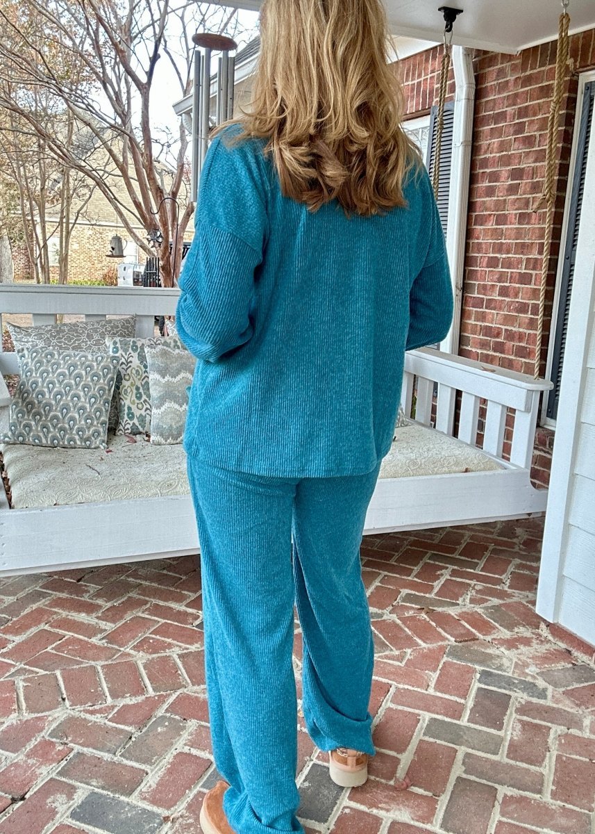 Brushed Hacci Lounge Set - Teal - lounge set - Jimberly's Boutique - Olive Branch - Mississippi