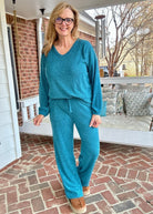 Brushed Hacci Lounge Set - Teal - lounge set - Jimberly's Boutique - Olive Branch - Mississippi