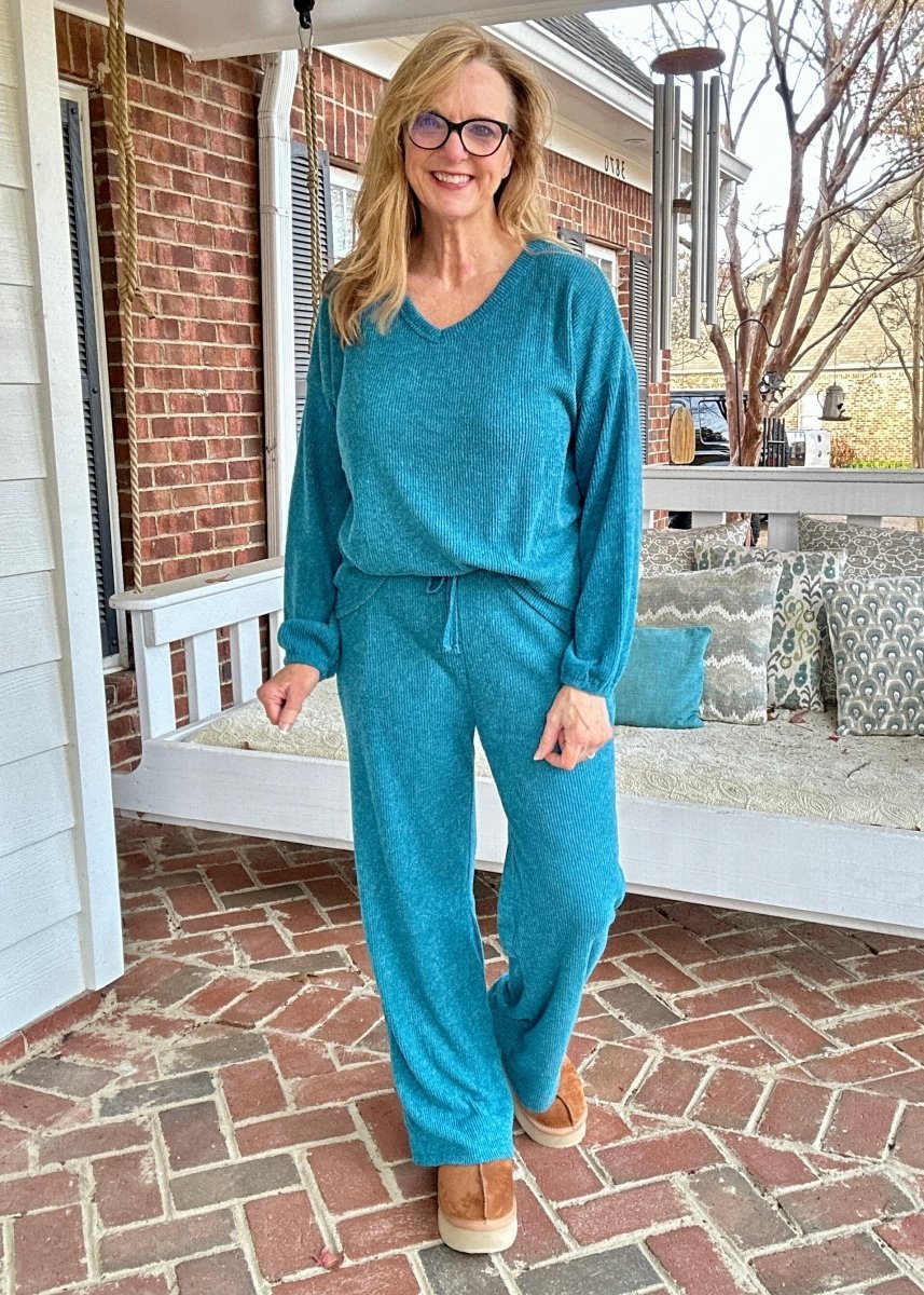 Brushed Hacci Lounge Set - Teal - lounge set - Jimberly's Boutique - Olive Branch - Mississippi