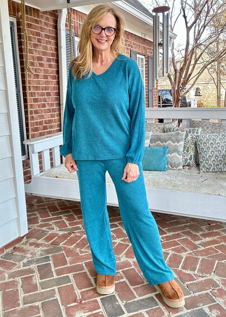 Brushed Hacci Lounge Set - Teal - lounge set - Jimberly's Boutique - Olive Branch - Mississippi