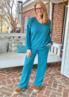 Brushed Hacci Lounge Set - Teal - lounge set - Jimberly's Boutique - Olive Branch - Mississippi