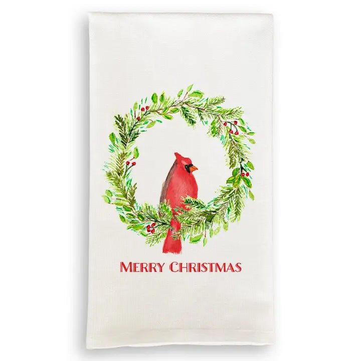 Cardinal Sitting In Wreath Tea Towel - Dishtowel - Jimberly's Boutique - Olive Branch - Mississippi