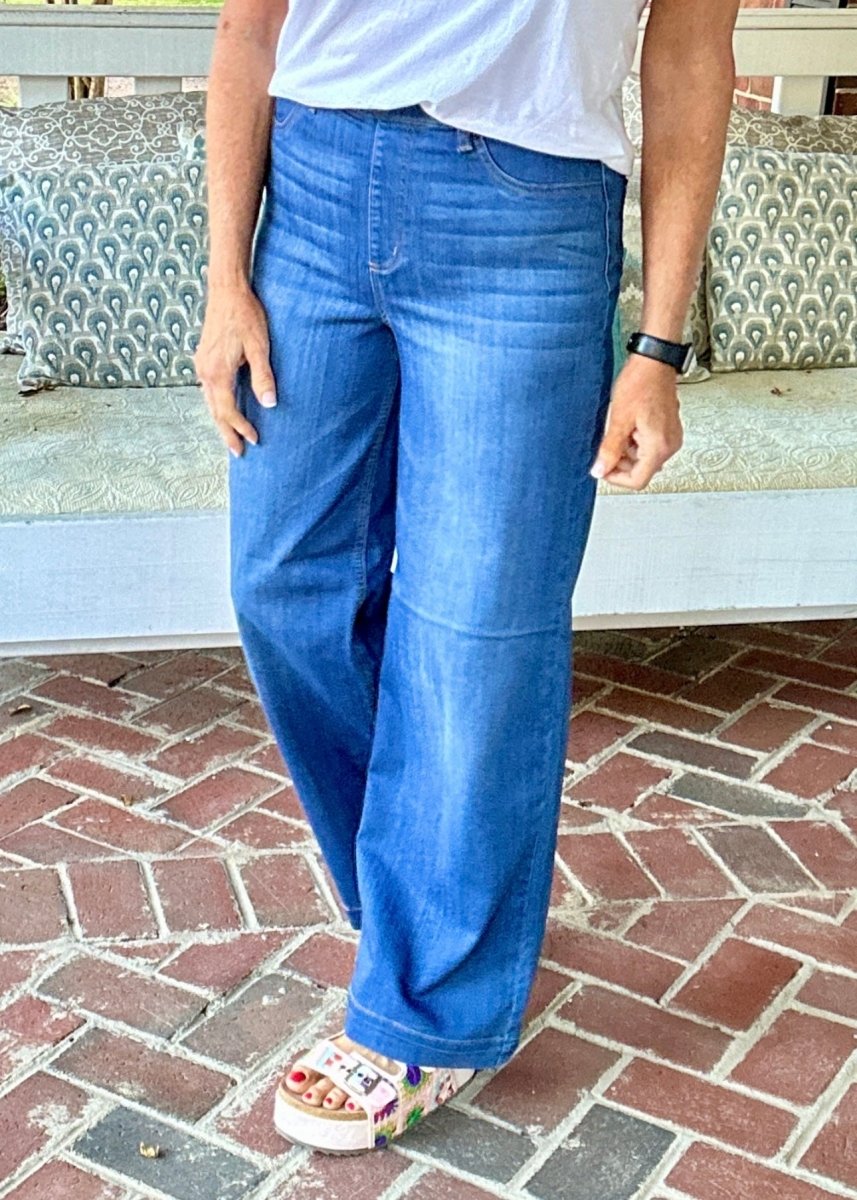 Cello High Rise Pull On Wide Leg Jeans Medium Wash - jeans - Jimberly's Boutique - Olive Branch - Mississippi