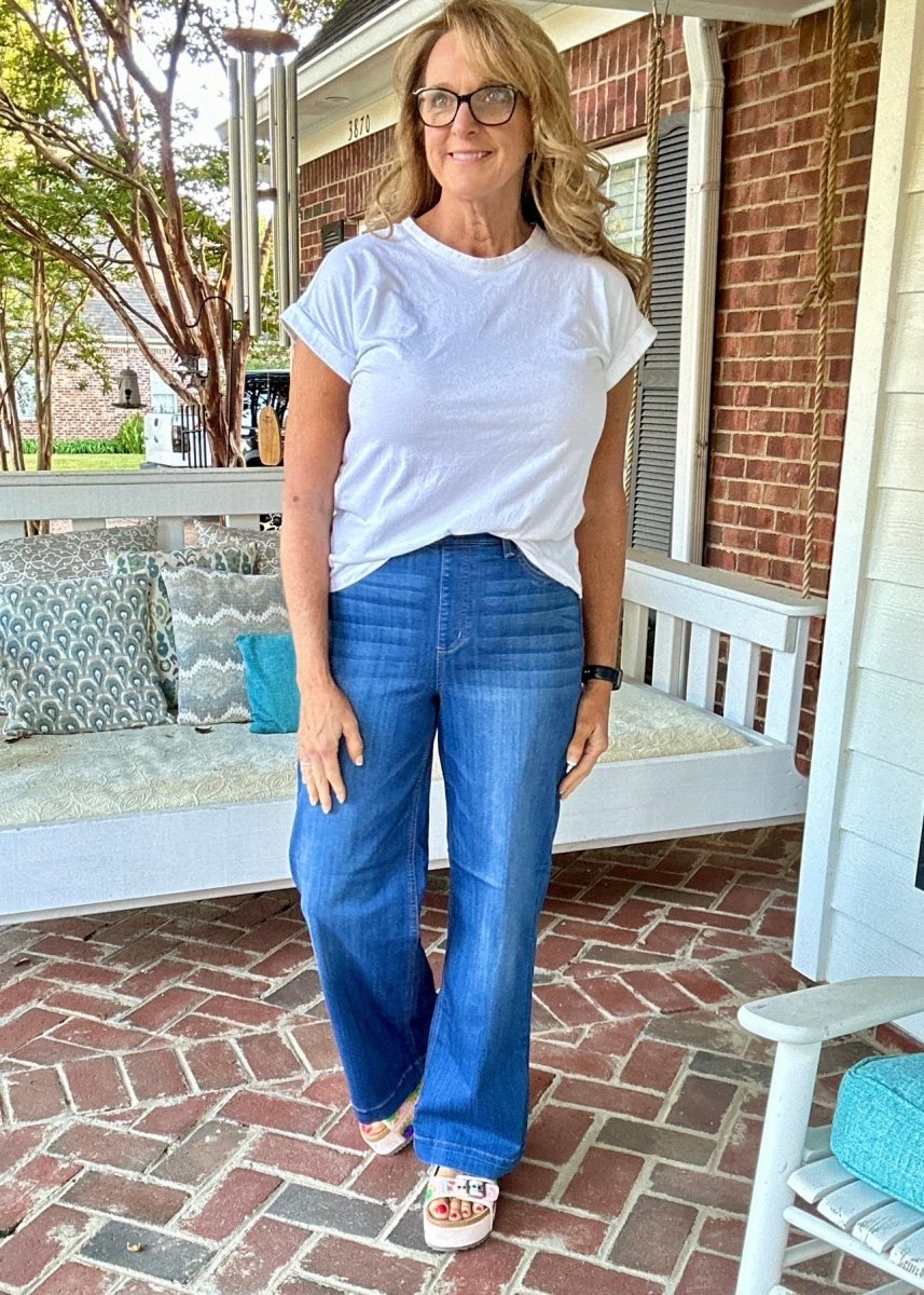 Cello High Rise Pull On Wide Leg Jeans Medium Wash - jeans - Jimberly's Boutique - Olive Branch - Mississippi