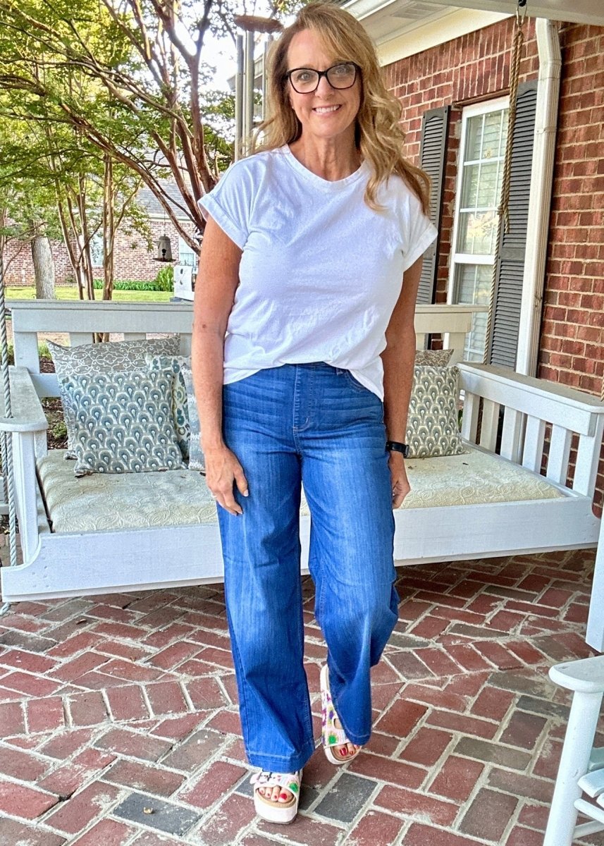 Cello High Rise Pull On Wide Leg Jeans Medium Wash - jeans - Jimberly's Boutique - Olive Branch - Mississippi