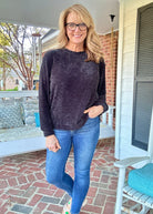 Chenille Crew Neck Sweater - Black | Zenana - sweater - Jimberly's Boutique - Olive Branch - Mississippi