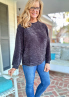 Chenille Crew Neck Sweater - Black | Zenana - sweater - Jimberly's Boutique - Olive Branch - Mississippi