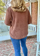 Chenille Crew Neck Sweater - Brown | Zenana - sweater - Jimberly's Boutique - Olive Branch - Mississippi