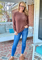 Chenille Crew Neck Sweater - Brown | Zenana - sweater - Jimberly's Boutique - Olive Branch - Mississippi