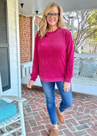 Chenille Crew Neck Sweater - Cabernet | Zenana - sweater - Jimberly's Boutique - Olive Branch - Mississippi