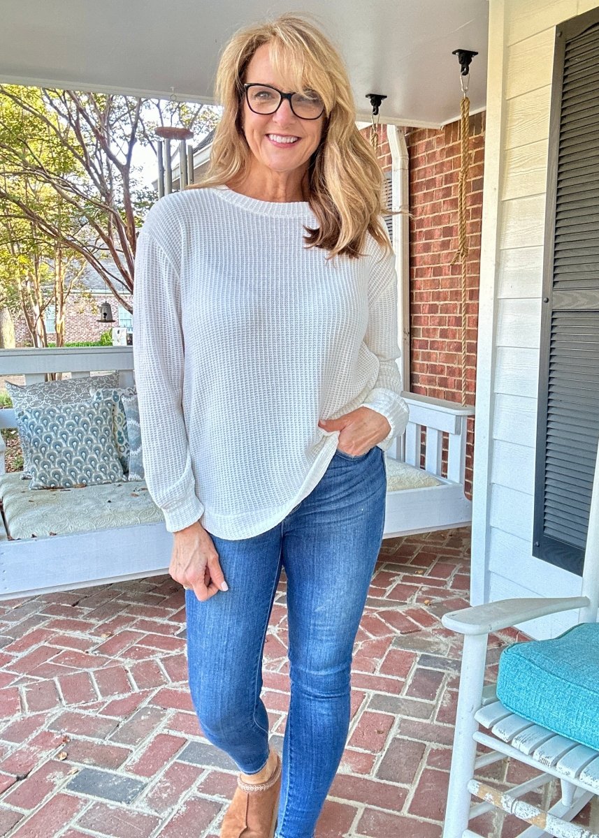 Chenille Crew Neck Sweater - Ivory | Zenana - sweater - Jimberly's Boutique - Olive Branch - Mississippi