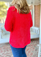 Chenille Crew Neck Sweater - Red | Zenana - sweater - Jimberly's Boutique - Olive Branch - Mississippi