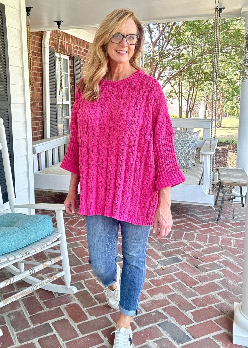 Chunky Chenille Sweater - Pink | Umgee - Casual Sweater - Jimberly's Boutique - Olive Branch - Mississippi