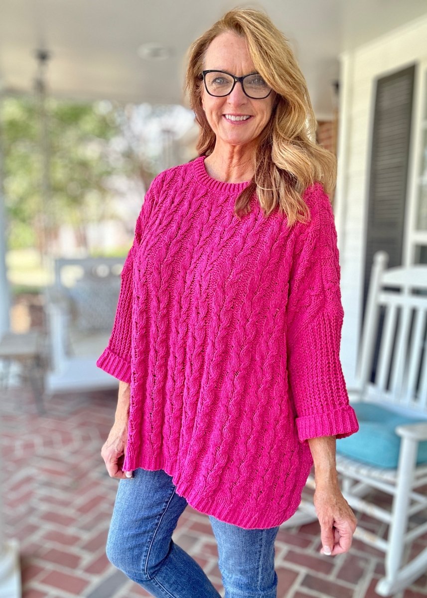 Chunky Chenille Sweater - Pink | Umgee - Casual Sweater - Jimberly's Boutique - Olive Branch - Mississippi