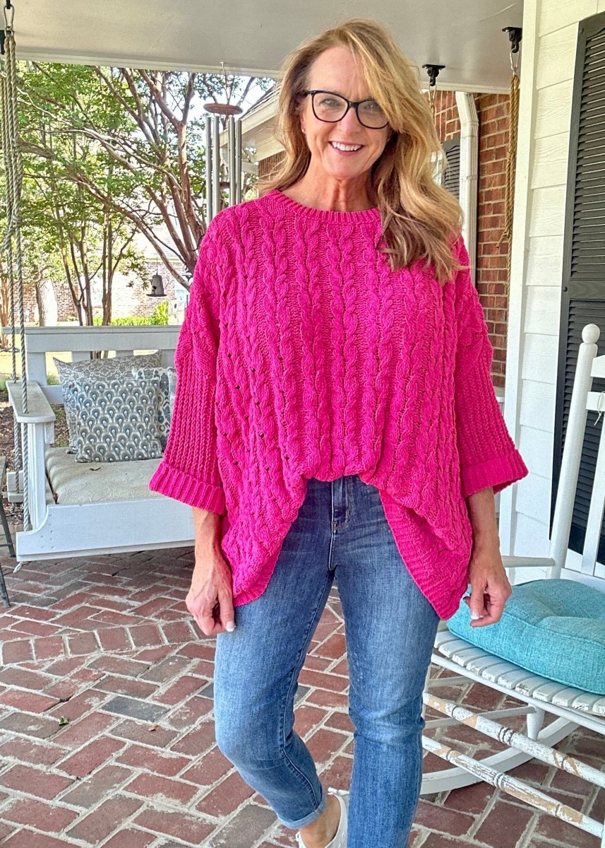 Chunky Chenille Sweater - Pink | Umgee - Casual Sweater - Jimberly's Boutique - Olive Branch - Mississippi