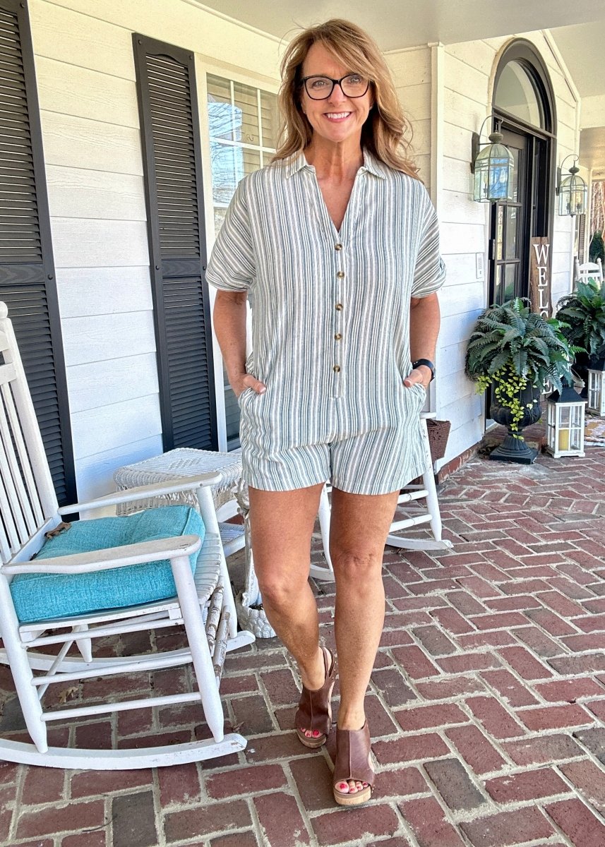 Collared Romper with Pockets - Green - romper - Jimberly's Boutique - Olive Branch - Mississippi