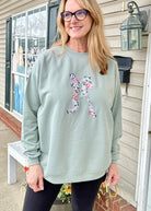 Coquette Bow Applique' Sweatshirt - Sage w/Rose Floral - Jimberly's Boutique - Olive Branch - Mississippi