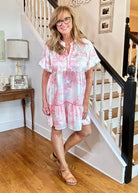 Coral Pink Landscape Print Dress | Elegant Fashion - Umgee Dress - Jimberly's Boutique - Olive Branch - Mississippi