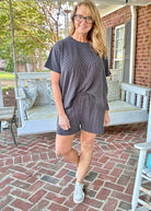 Corded Rib Short Set - Charcoal - Jimberly's Boutique - Olive Branch - Mississippi