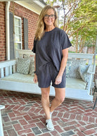 Corded Rib Short Set - Charcoal - Jimberly's Boutique - Olive Branch - Mississippi